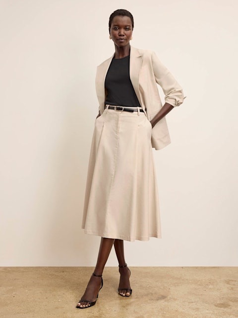Mm Lafleur Olia Breeze Skirt - Cotton Viscose Cream Midi Skirt Size 14 Nwt
